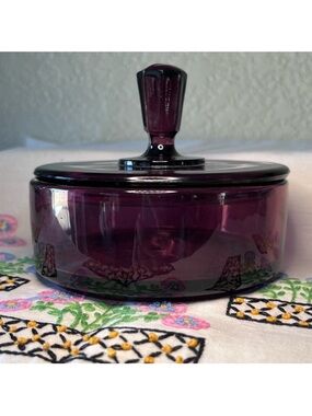 Vintage Amethyst Glass Covered Candy Dish – Mosser Glass